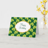 Carte Shamrock de Clover Vert mignon Anniversaire Motif (Fleur jaune)