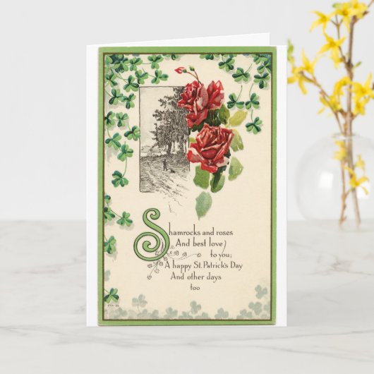 Carte Shamrock Et Rose (Fleur jaune)