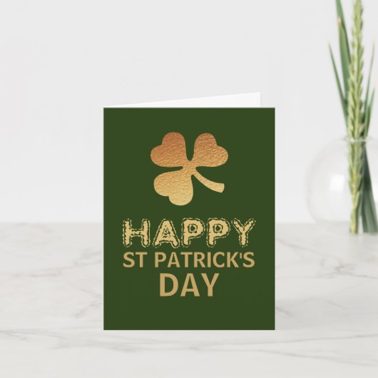 Carte Shamrock Gold Foil, Saint Patrick's Day (Devant)