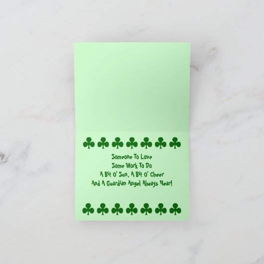 Carte shamrock Irish Blessing St. Patrick's Day (Intérieur)