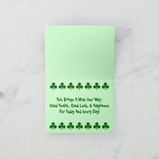 Carte shamrock Irish Blessing St. Patrick's Day (Intérieur)