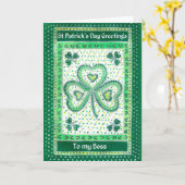 Carte shamrock Saint Patrick pour un patron (Fleur jaune)