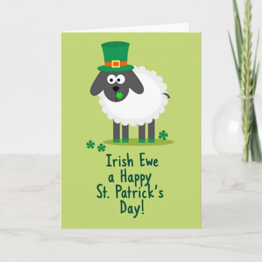 Carte Shamrock Sheep Holiday Card (Devant)