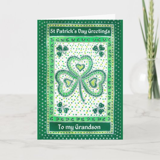 Carte shamrock St Patrick's Day pour un petit-fils (Devant)