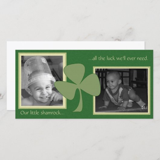 Carte Shamrock vert et or (Devant / Derrière)
