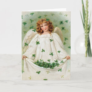Carte Shamrock vintage Angel St Patrick's Day Card