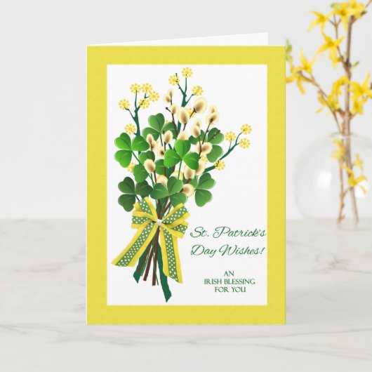 Carte Shamrocks de la Saint Patrick avec la bénédiction  (Fleur jaune)