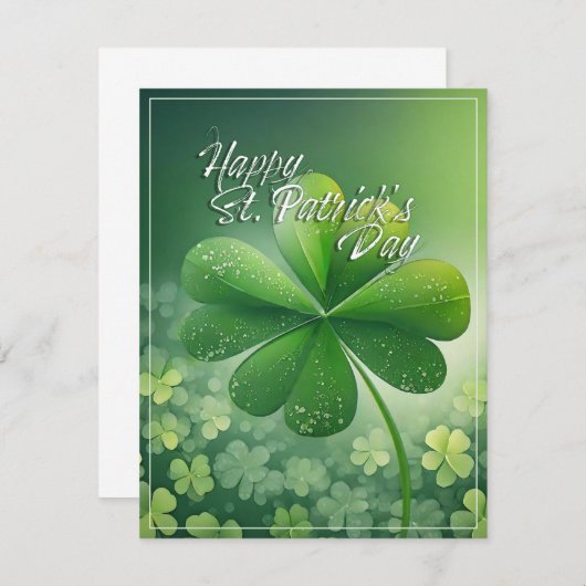Carte Shamrocks verts Bonne St. Patrick's Day (7) c (Devant / Derrière)