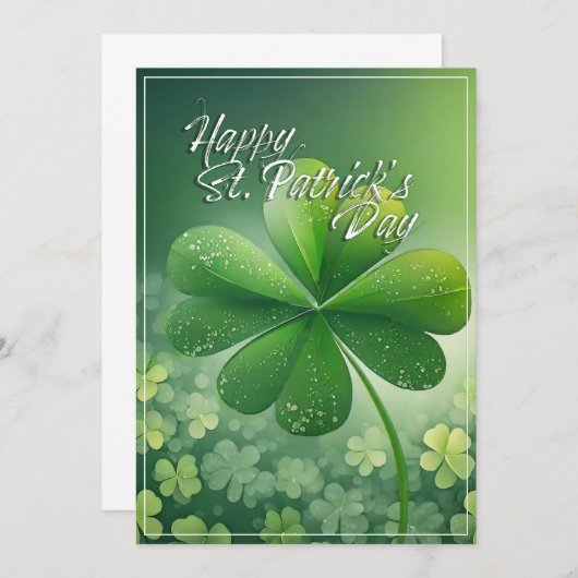 Carte Shamrocks verts Bonne St. Patrick's Day (7) c (Devant / Derrière)