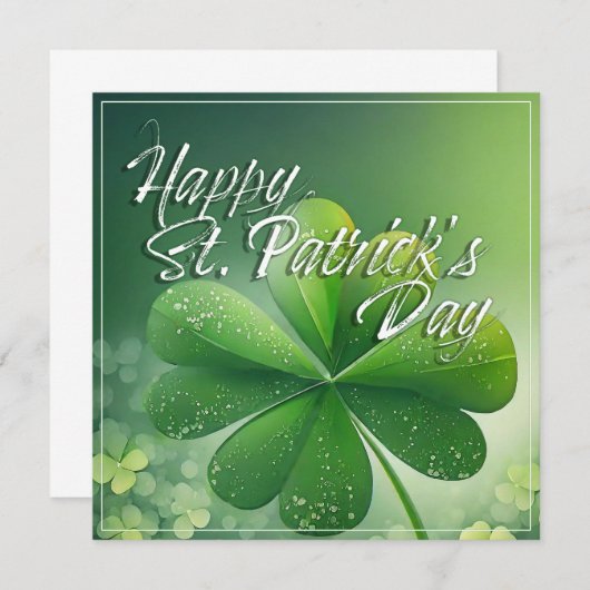 Carte Shamrocks verts Bonne St. Patrick's Day (7) c (Devant / Derrière)