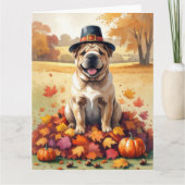 Carte Shar Pei À L'Automne Quitte L'Art Thanksgiving (Devant)