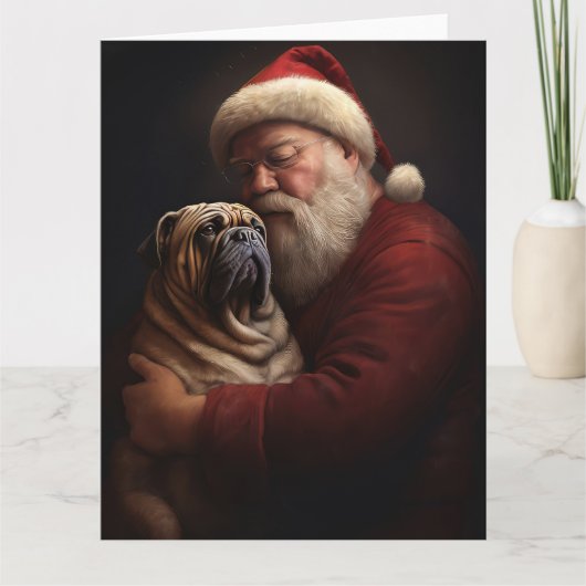 Carte Shar Pei avec Noël Festif du Père Noël (Devant)