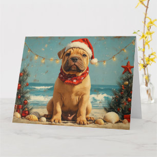 Carte Shar Pei Chien Christmas Plage Vintage