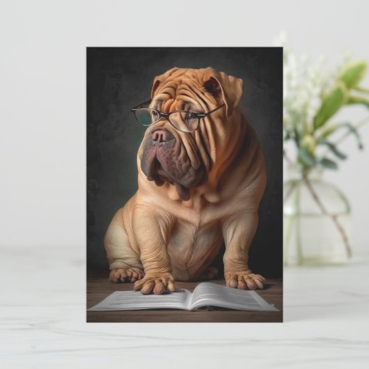 Carte Shar Pei Chien intelligent avec conception de livr (Debout devant)