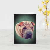 Carte Shar Pei Dog (Fleur jaune)
