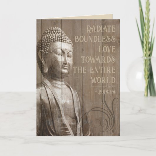 Carte Share the Love Buddhist Wood Effect Buddha Quote (Devant)