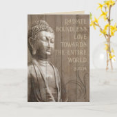 Carte Share the Love Buddhist Wood Effect Buddha Quote (Fleur jaune)