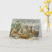 Carte Shared Warmth Whimsical Farmhouse Animals Campfire (Fleur jaune)