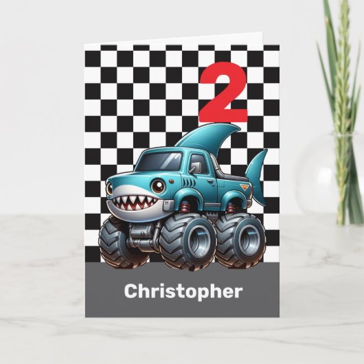 Carte Shark Monster Truck 2e anniversaire (Devant)
