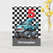 Carte Shark Monster Truck 5e anniversaire (Fleur jaune)