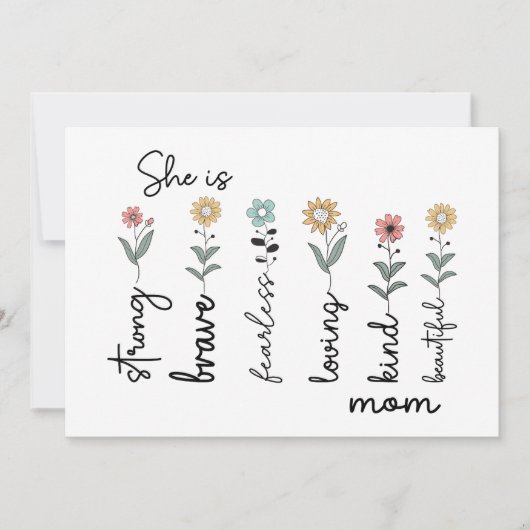 Carte She is Strong, Brave, Fearless, Loving Mothers Day (Devant)