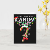 Carte She Loves My Candy Cane I Like Her Peppermint Xmas (Fleur jaune)