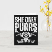 Carte She Only Purrs When I'm On Top Funny Motorcycle Ri (Fleur jaune)