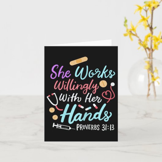 Carte She Works Willingly With Her Hands Proverbs 31 13  (Fleur jaune)