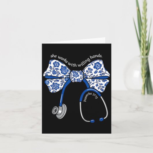 Carte She Works With Willing Hands Proverbs 31 13 Christ (Devant)