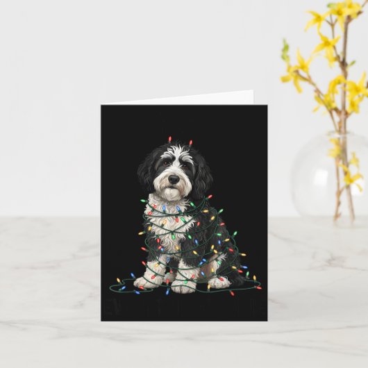 Carte Sheepadoodle Christmas I'm Fine Everything Is Fine (Fleur jaune)