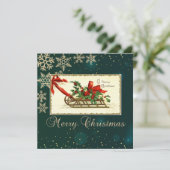 Carte Shéigh de Noël Vintage, Snowflakes Mistletoe (Debout devant)