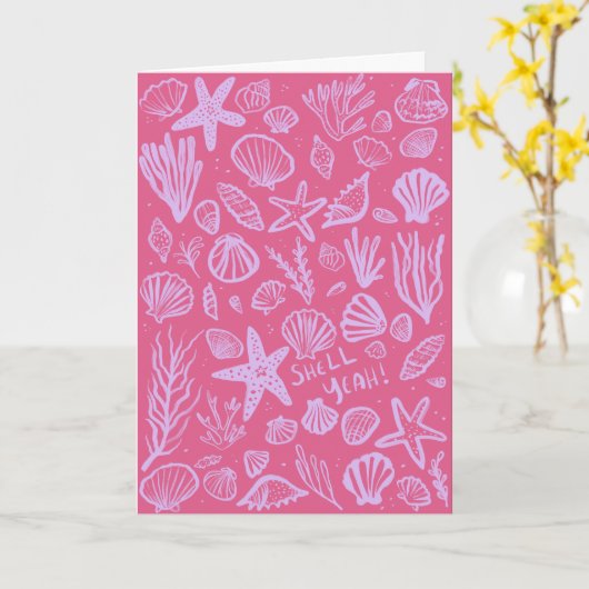 Carte SHELL YEAH Seashell Beach Anniversaire Félicitatio (Fleur jaune)