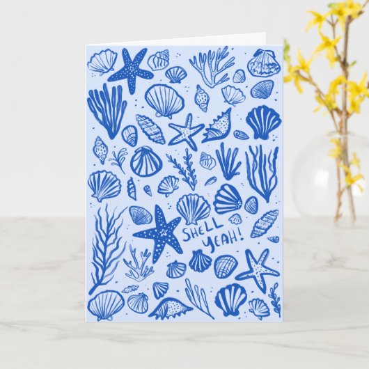 Carte SHELL YEAH Seashell Beach Anniversaire Félicitatio (Fleur jaune)