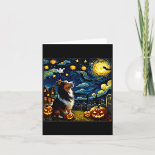 Carte Sheltie de Halloween effrayant Nuit étoilée