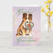 Carte Sheltie Heart Grand-mère (Fleur jaune)