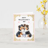 Carte Sheltie | Shetland Sheepdog | Saint-Valentin (Fleur jaune)