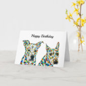 Carte Shephard Shar Pei & Pitbull Lab (Fleur jaune)