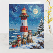 Carte Shetland Sheepdog Christmas Lighthouse Holiday (Fleur jaune)