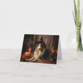 Carte Shetland Sheepdog Citrouille Halloween effrayant (Devant)