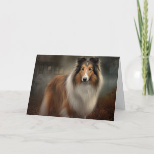 Carte Shetland Sheepdog Halloween Épouvantable