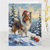 Carte Shetland Sheepdog Herding Christmas Ornaments Hat (Fleur jaune)