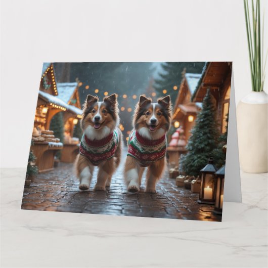 Carte Shetland Sheepdog Noël Snow Holiday (Devant)