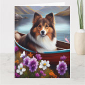 Carte Shetland Sheepdog sur une pagaie : une aventure Pi (Devant)