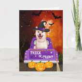 Carte shiba inu Chien dans le camion Halloween (Devant)