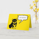 Carte Shiba Inu Discours Bubbles Joyeux voeux d'annivers (Fleur jaune)