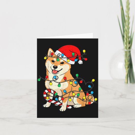 Carte Shiba Inu Dog Christmas Lights Santa Xmas Pet Dog (Devant)