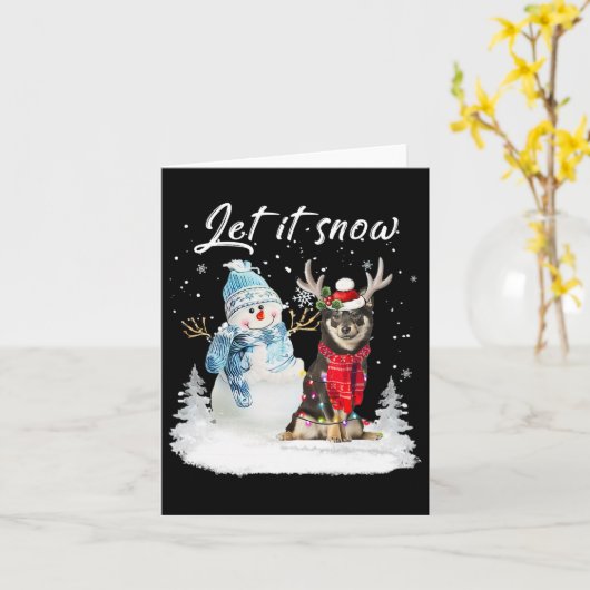 Carte Shiba Inu Père Noël Chien Noël Snowman Xmas Pyjama (Fleur jaune)