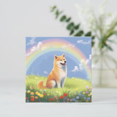 Carte Shiba Inu Rainbow Bridge Nom du chien personnalisé (Debout devant)
