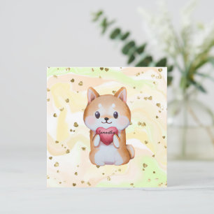 Carte Shiba Inu Tenir Un Coeur