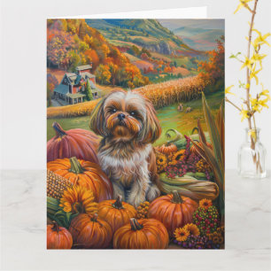 Carte Shih Tzu Chien Moisson d'automne Thanksgiving